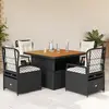 Image de vidaXL Ensemble à manger de jardin coussins 5pcs Noir Résine tressée