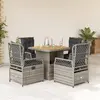 Image de vidaXL Ensemble à manger de jardin 5 pcs coussins gris résine tressée