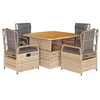Image de vidaXL Ensemble à manger de jardin avec coussins 5pcs Beige poly rotin