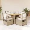 Image de vidaXL Ensemble à manger de jardin avec coussins 5pcs Beige poly rotin