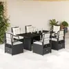Image de vidaXL Ensemble à manger de jardin coussins 7pcs Noir Résine tressée