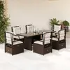Image de vidaXL Ensemble à manger de jardin et coussins 7 pcs marron rotin