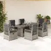 Image de vidaXL Ensemble à manger de jardin et coussins 7 pcs gris rotin