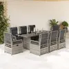 Image de vidaXL Ensemble à manger de jardin 9 pcs coussins gris résine tressée