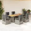 Image de vidaXL Ensemble à manger de jardin et coussins 7 pcs gris rotin