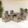 Image de vidaXL Ensemble à manger de jardin et coussins 7 pcs beige poly rotin