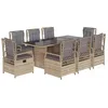 Image de vidaXL Ensemble à manger de jardin et coussins 9 pcs beige Poly rotin