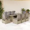 Image de vidaXL Ensemble à manger de jardin et coussins 9 pcs beige Poly rotin