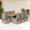 Image de vidaXL Ensemble à manger de jardin et coussins 9 pcs beige Poly rotin