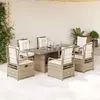 Image de vidaXL Ensemble à manger de jardin et coussins 7 pcs beige poly rotin