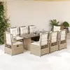 Image de vidaXL Ensemble à manger de jardin et coussins 9 pcs beige Poly rotin