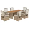 Image de vidaXL Ensemble à manger de jardin et coussins 7 pcs beige poly rotin