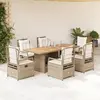 Image de vidaXL Ensemble à manger de jardin et coussins 7 pcs beige poly rotin