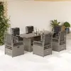 Image de vidaXL Ensemble à manger de jardin et coussins 7 pcs gris clair rotin