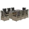 Image de vidaXL Ensemble à manger de jardin et coussins 9 pcs gris clair rotin