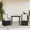 Image de vidaXL Ensemble à manger de jardin avec coussins 3 pcs Noir