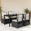 Image de vidaXL Ensemble à manger de jardin coussins 5pcs Noir Résine tressée