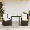 Image de vidaXL Ensemble à manger de jardin 3 pcs et coussins marron poly rotin