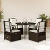 Image de vidaXL Ensemble à manger de jardin 5 pcs et coussins marron poly rotin