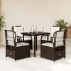 Image de vidaXL Ensemble à manger de jardin 5 pcs et coussins marron poly rotin