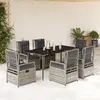 Image de vidaXL Ensemble à manger de jardin et coussins 7 pcs gris rotin