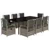 Image de vidaXL Ensemble à manger de jardin 9 pcs coussins gris résine tressée