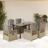 Image de vidaXL Ensemble à manger de jardin et coussins 7 pcs beige poly rotin