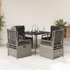 Image de vidaXL Ensemble à manger de jardin et coussins 5 pcs gris clair rotin