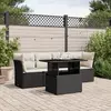 Image de vidaXL Salon de jardin 5 pcs avec coussins noir résine tressée