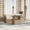 Image de vidaXL Salon de jardin avec coussins 5 pcs beige résine tressée