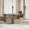 Image de vidaXL Salon de jardin avec coussins 5 pcs beige résine tressée