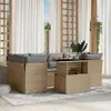 Image de vidaXL Salon de jardin avec coussins 7 pcs beige résine tressée