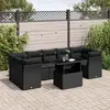 Image de vidaXL Salon de jardin 8 pcs avec coussins noir résine tressée