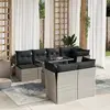 Image de vidaXL Salon de jardin 8 pcs avec coussins gris clair résine tressée