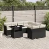 Image de vidaXL Salon de jardin 9 pcs avec coussins noir résine tressée