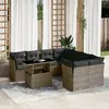 Image de vidaXL Salon de jardin 9 pcs avec coussins gris résine tressée