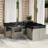 Image de vidaXL Salon de jardin 9 pcs avec coussins gris clair résine tressée