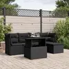 Image de vidaXL Salon de jardin 6 pcs avec coussins noir résine tressée