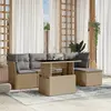 Image de vidaXL Salon de jardin avec coussins 6 pcs beige résine tressée