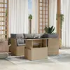 Image de vidaXL Salon de jardin avec coussins 5 pcs beige résine tressée