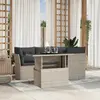 Image de vidaXL Salon de jardin 5 pcs avec coussins gris clair résine tressée
