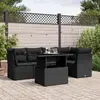 Image de vidaXL Salon de jardin 6 pcs avec coussins noir résine tressée
