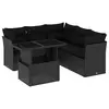 Image de vidaXL Salon de jardin 6 pcs avec coussins noir résine tressée