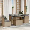 Image de vidaXL Salon de jardin avec coussins 6 pcs beige résine tressée