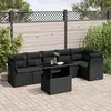 Image de vidaXL Salon de jardin 7 pcs avec coussins noir résine tressée