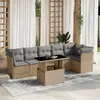 Image de vidaXL Salon de jardin avec coussins 7 pcs beige résine tressée
