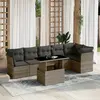 Image de vidaXL Salon de jardin avec coussins 7 pcs gris résine tressée