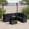 Image de vidaXL Salon de jardin 7 pcs avec coussins noir résine tressée