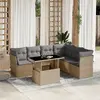 Image de vidaXL Salon de jardin avec coussins 7 pcs beige résine tressée