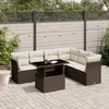 Image de vidaXL Salon de jardin avec coussins 7 pcs marron résine tressée